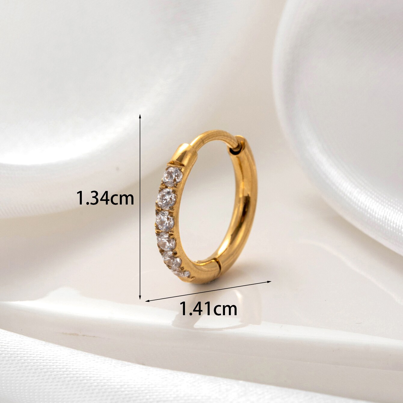 1 pezzo semplice serie semplice geometrico rame placcato oro 18 carati materiale zircone orecchini a cerchio da donna h5 